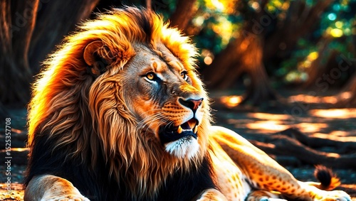 A majestically fierce lion