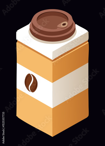 Striped Coffee Carton Box - Vector Illustration
