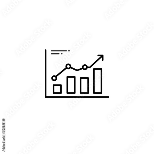 Line graph showing upward trend with bars and data points  