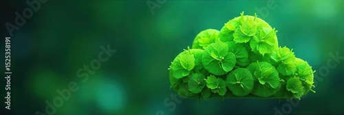 Vibrant green leaves being uploaded to a cloud server, symbolizing digital environmentalism and sustainable technology Perfect for eco-friendly tech websites and presentations , environment, web