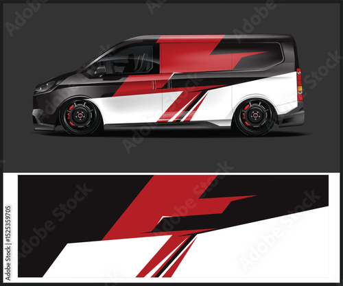 Red Black White Van Wrap Design Template
