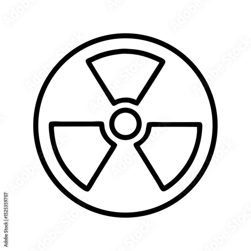 Radioactive hazard symbol in basic black and white design, icon, vector 