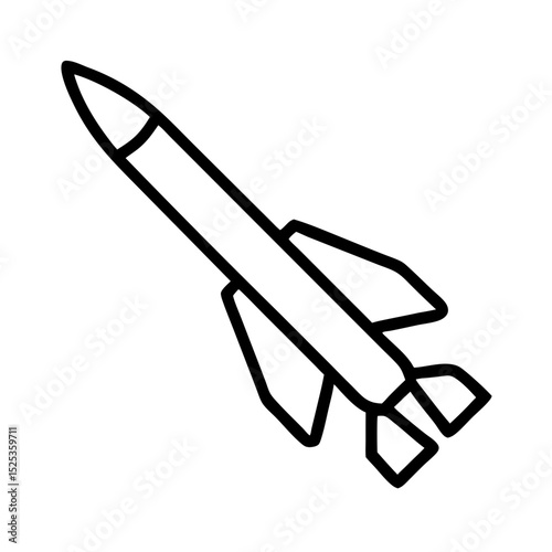 Military missile icon in minimalist flat design style, icon, vector  