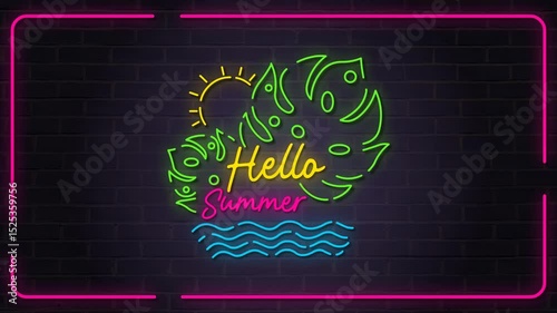 4K animated neon video with glowing 