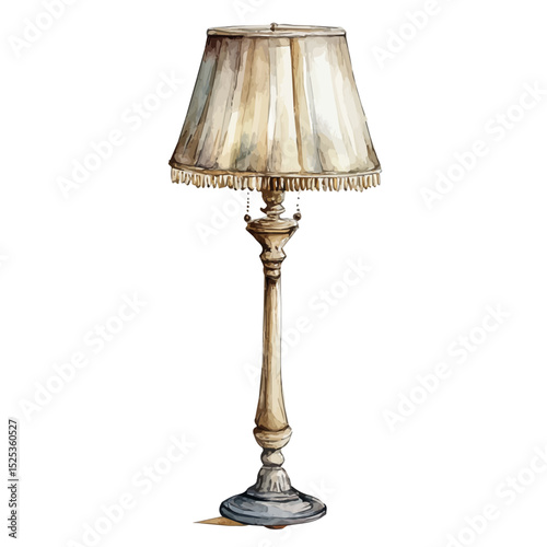 Floor Lamp, watercolor vector, high quality, isolated on a white background.