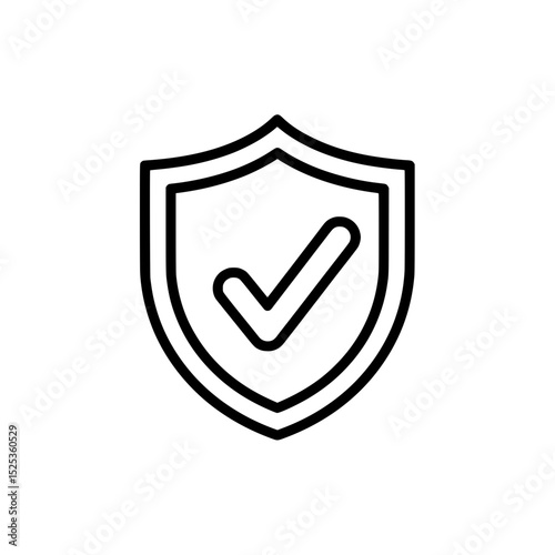 Outline Shield Icon with Check Mark Inside Representing Verification or Security