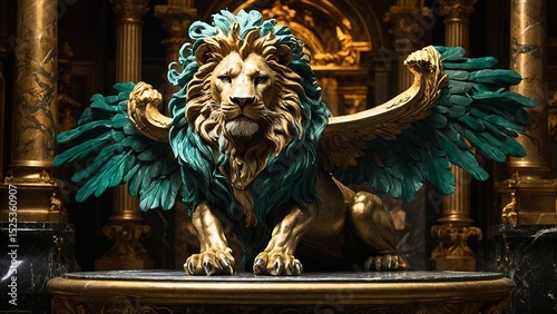 A majestically regal winged lion