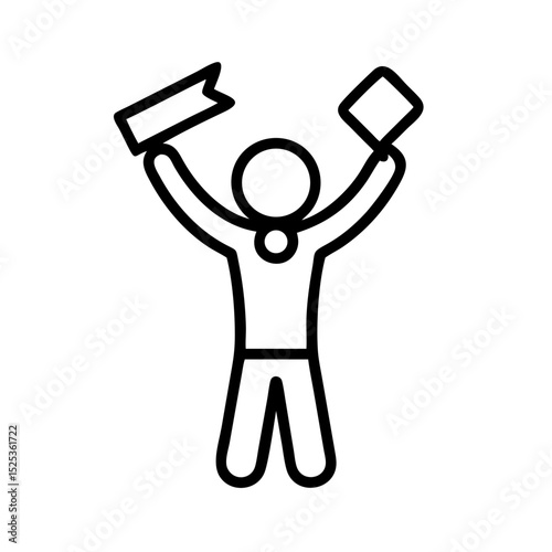 Happy person celebrating with awards in hands  