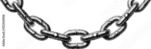 Vintage chain design with engraving stippling and halftone texture