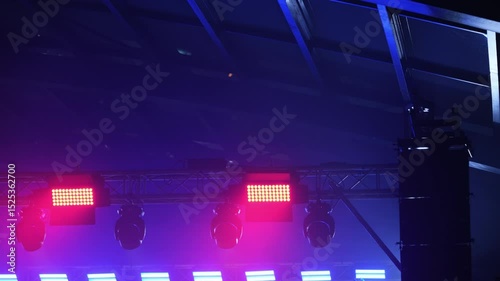 Colorful Stage Lights And Mist During Rock Concert Show