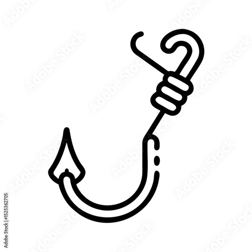 Fishing hook illustration in minimalist line art style  