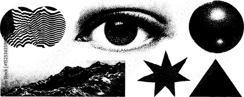 Vintage artistic compilation of engraving and stippling techniques