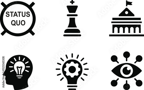 Business and Strategy Icons Set - Innovation and Leadership silhouette vector