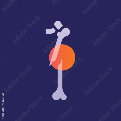 Femoral fracture  glassmorphism illustration.