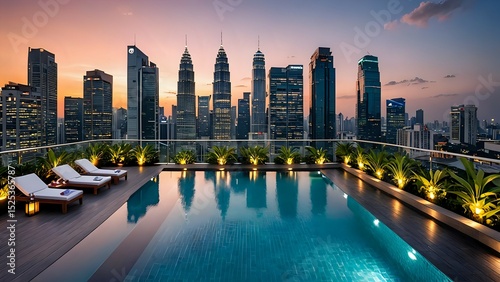 singapore skyline at sunset