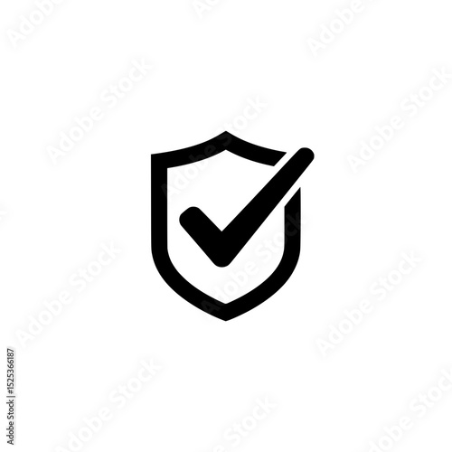 Shield Icon with Check Mark Inside Representing Verification or Security