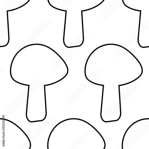 Seamless black and white pattern. Silhouettes of mushrooms on a white background. Vector illustration
