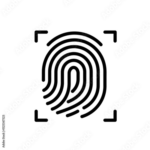 Minimalist Fingerprint Icon Black Silhouette Simple Design Showcasing Identity Symbol For Security Or Authentication Theme