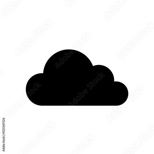 Clean Cloud Symbol Black Graphic On White Background Featuring Minimal Style For Data Storage Or Weather Concept