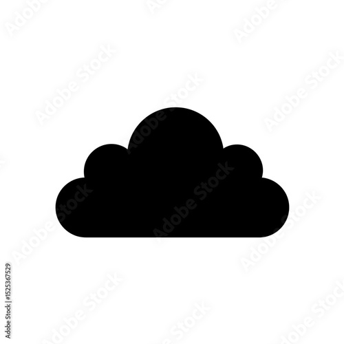 Minimalist Cloud Icon Black Silhouette Simple Design Showcasing Weather Symbol For Sky Or Storage Theme