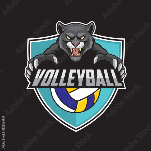 volleyball club logo panther vector illustration design