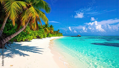 Tropical Paradise: Idyllic Beach Scene with Crystal Clear Waters