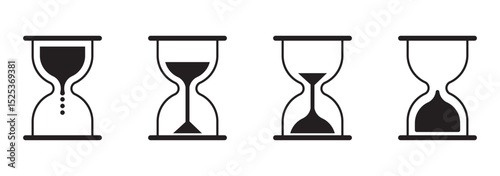 Hourglass icon set. Sandglass icons on transparent background. Vector illustration. EPS 10.