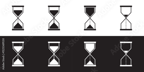 Collection of hourglass icons. Symbol of time, waiting or loading. Isolated vector illustration on white background.