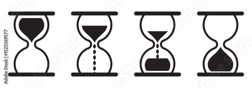 Collection of hourglass icons. Symbol of time, waiting or loading. Isolated vector illustration on white background.