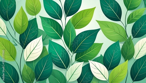abstract illustration of ecological and healthy life; creative concept with green leaves