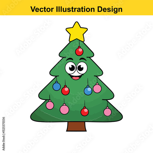 Happy cartoon christmas tree vector illustration design