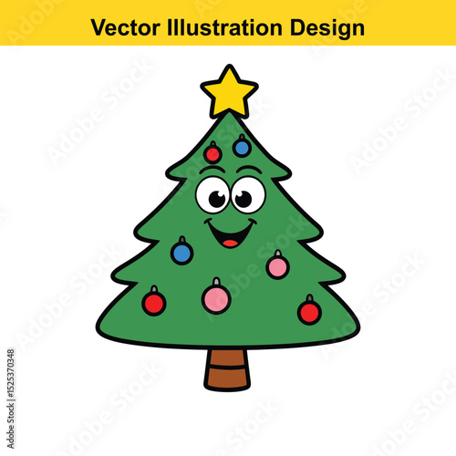 Happy cartoon christmas tree vector illustration design