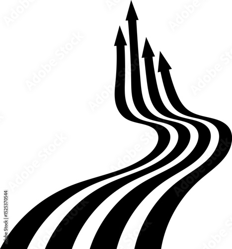 Perspective line stripes arrow with 3D dimensional effect pattern artwork decorative design background