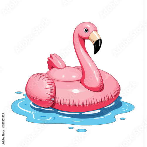 Pink flamingo pool float floating in water  