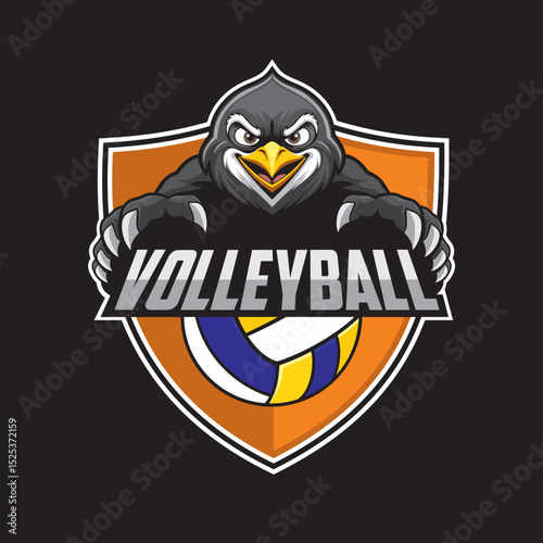 volleyball club logo penguin vector illustration design
