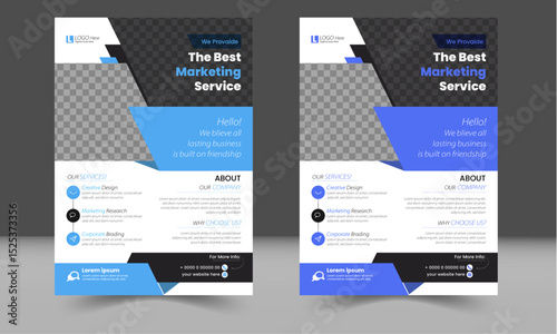 Creative marketing agency business flyer design template set. Flyer in A4.