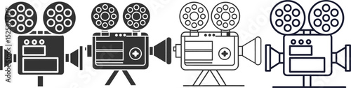 Silhouette Movie Projector Flat Illustration in Simple Minimalist Style