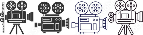 Silhouette Movie Projector Flat Illustration in Simple Minimalist Style