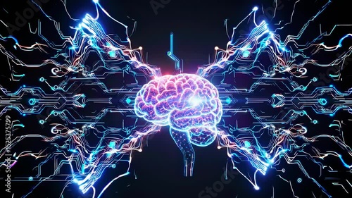 Digital Brain Circuit Technology Concept
