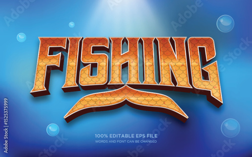 Fishing 3D editable text style effect	
