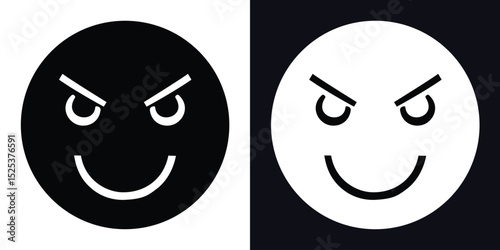 Two smiling devil emoji icons, one black and one white, representing mischievous or playful feelings.