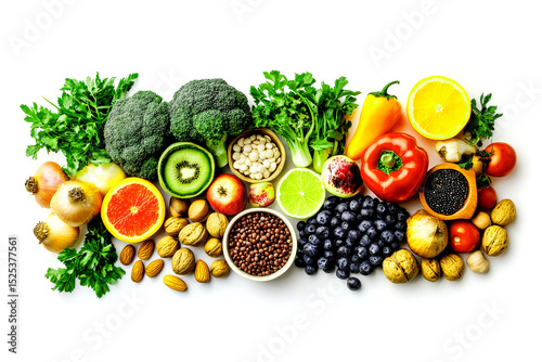 Vibrant assortment of healthy foods and ingredients