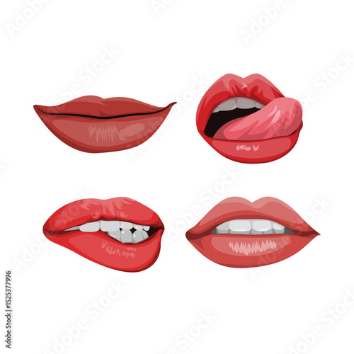 Girl hot sexy red lips vector illustration