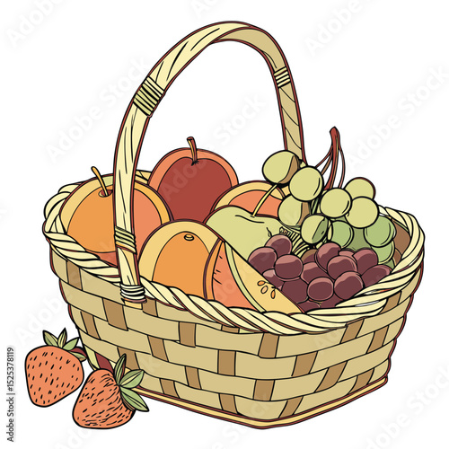basket with fruit vector