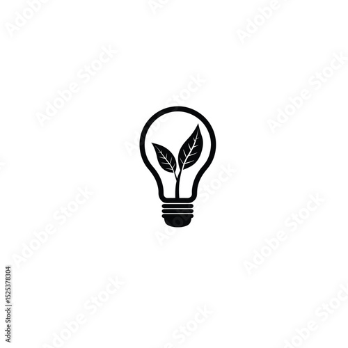 Silhouette of a light bulb with a leaf inside, representing eco energy