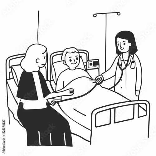 Female doctor checking blood pressure of senior patients at hospital