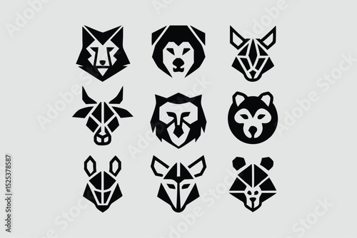Geometric Animal Icons – Low Poly Polygonal Vector Set for Logo and Branding Design