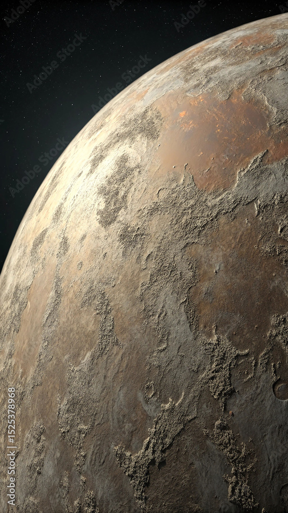 Naklejka premium An artistic render of a planetary surface with bumpy texture and starry background