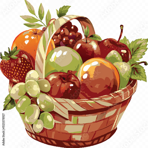 basket with fruits vector