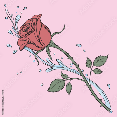 Pink rose on a white background free online.
